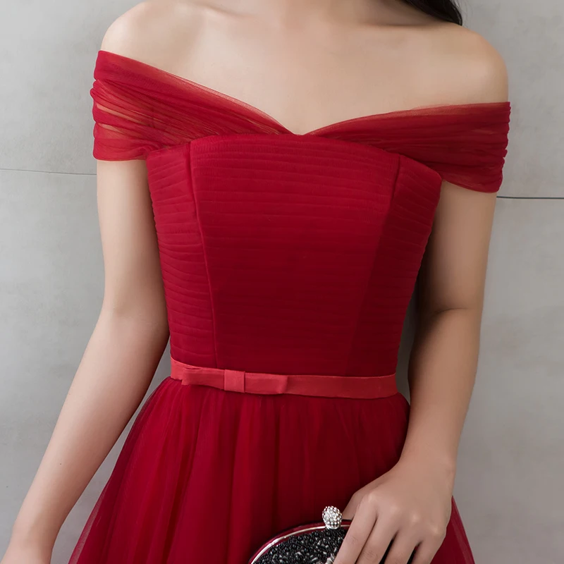 Женское платье подружки невесты Бордовое до пола без бретелек с открытыми