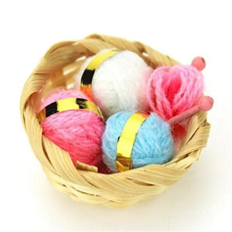 Eatingbiting (R) кукольная Миниатюра 1:12 Весы мини Вязание шерстяные шарики с корзиной