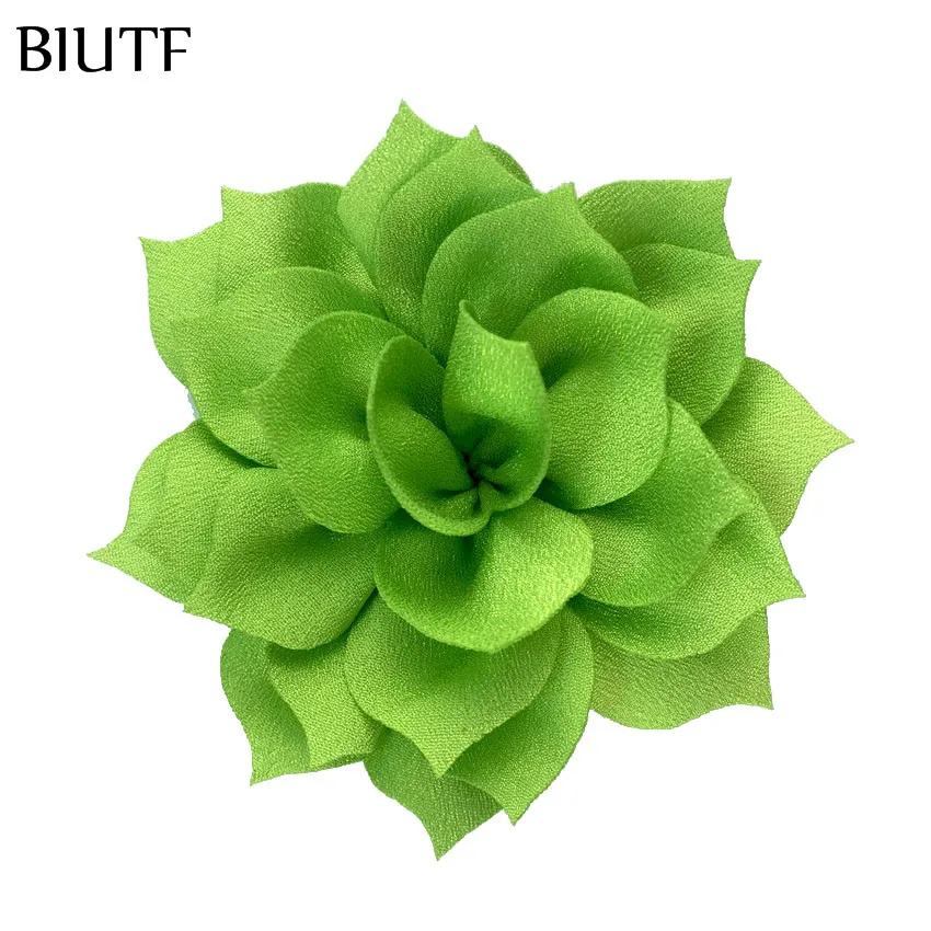 27-apple green 10 шт./лот 3,2 ''Ткань Цветы Ткань Цветок лотоса Дети Женщины DIY волосы цветок вечерние украшения FH52 - Цвет: 27-apple green