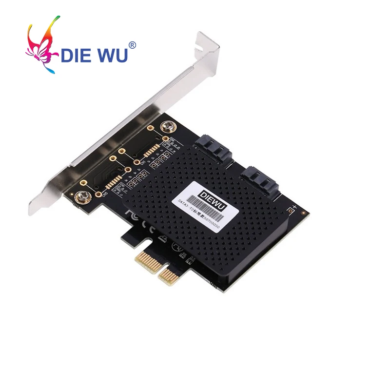 Плата расширения DIEWU PCIe 1X к 2 SATA 3 с адаптером чипа ASM1061 конвертер|Платы расширения|
