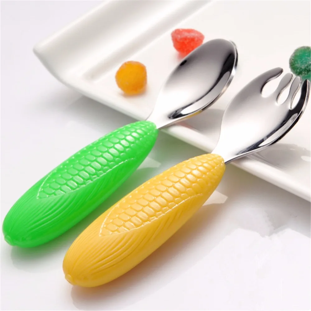 2 шт./компл. Высококачественная вилка детская посуда Милая Кукуруза безопасности