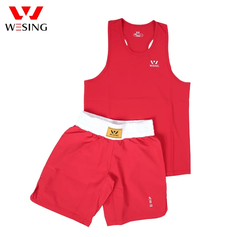 Wesing, мужская форма для бокса, дышащая, для женщин, Санда, муай тай, шорты, без рукавов, боксерские трусы, топы, набор, размер S-3XL