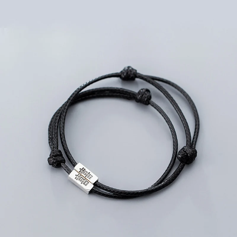 black La MaxZa 925 пробы серебряные свадебные китайские классические черные красные веревочные браслеты с красной нитью, ювелирные браслеты для женщин - Окраска металла: black