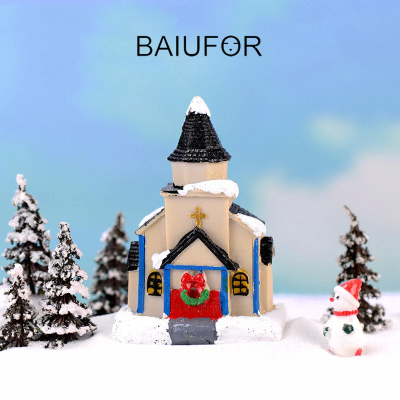 BAIUFOR миниатюрный дом Санта и вилла статуэтки для террариума Феи сад миниатюры