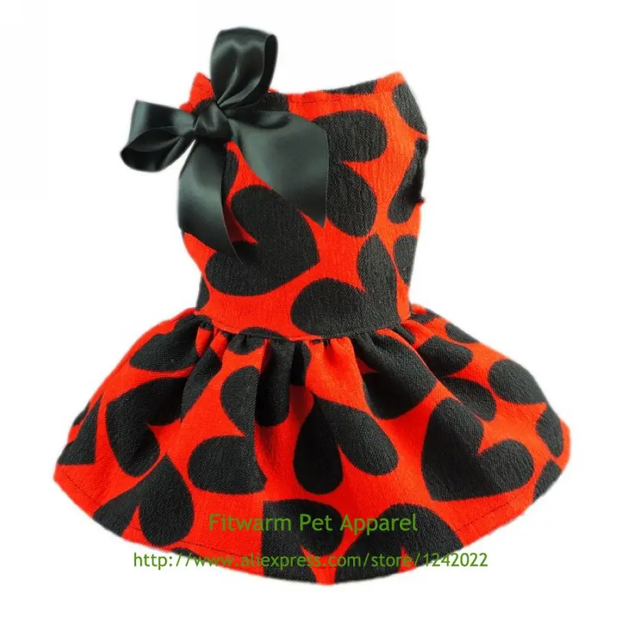 Fitwarm Adorable Sweat Heart Ribbon Pet Dog Dress Clothes Shirts Red Free Shipping XS Small Medium Large Summer Chihuahua | Дом и сад