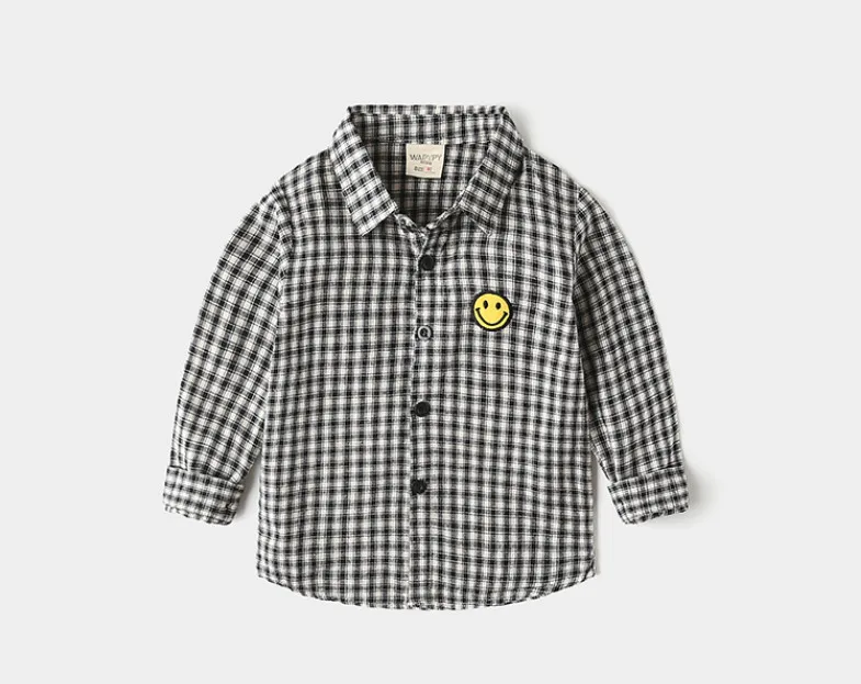 Модные клетчатые рубашки для маленьких мальчиков новый стиль полосатая детская