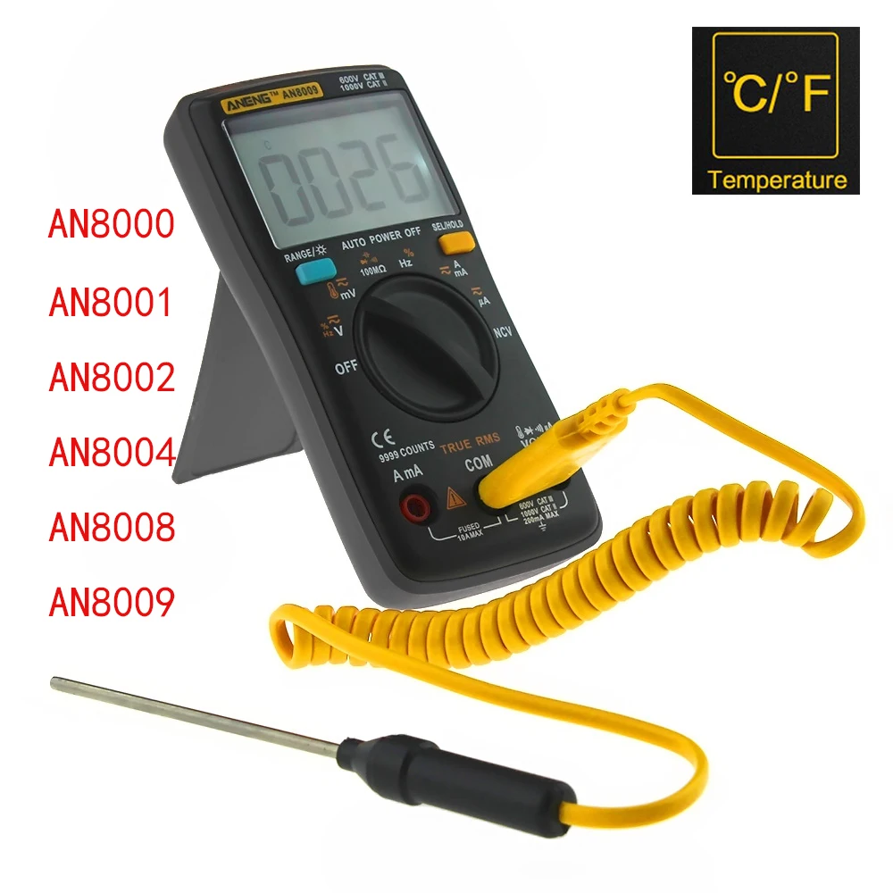 Мульти TesterAN8000 AN8001 AN8002 AN8004 AN8008 AN8009 цифровой мультиметр AC/DC Амперметр Вольтметр Ом