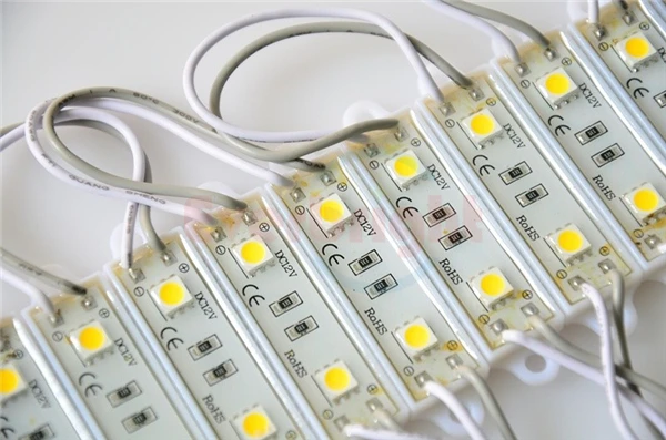 100 шт. супер яркий DC 12 В 3 светодиода 5050 SMD Желтый цвет водонепроницаемый