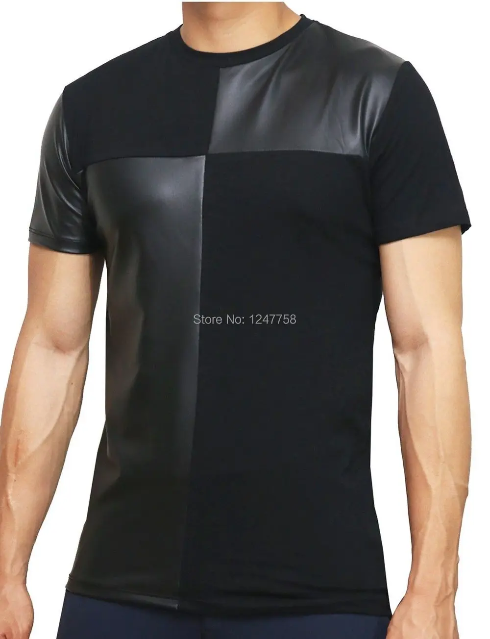 Новая мужская футболка с перекрестными вставками Топы жилет из кожи и хлопка