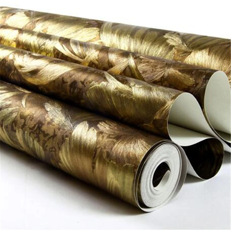 Wellyu европейские яркие золотые металлические Светоотражающие обои с растениями