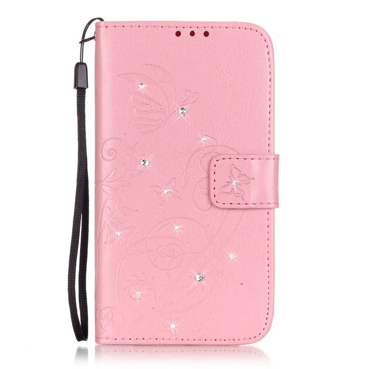 Pink Флип Чехол Для samsung Galaxy J2 J 2 J200 J200H J200M J200Y SM-J200H SM-J200M SM-J200Y SM-J200G с бриллиантами и ремешком из натуральной кожи чехол для телефона - Цвет: Pink