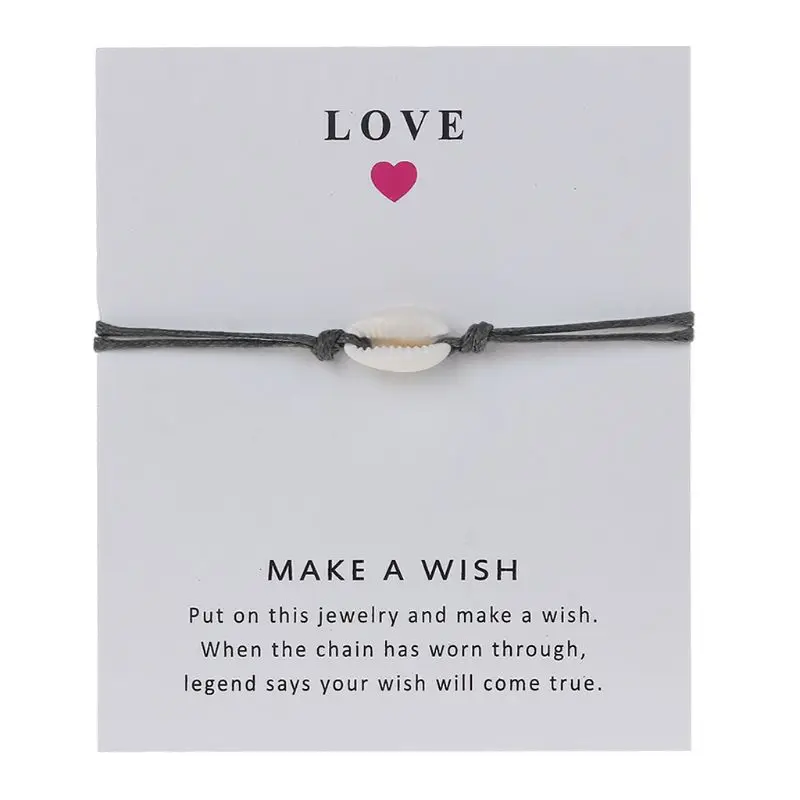 Wish Card Gift Nature Shell Red String Cord Bracelet Handmade Friendship Jewelry | Украшения и аксессуары