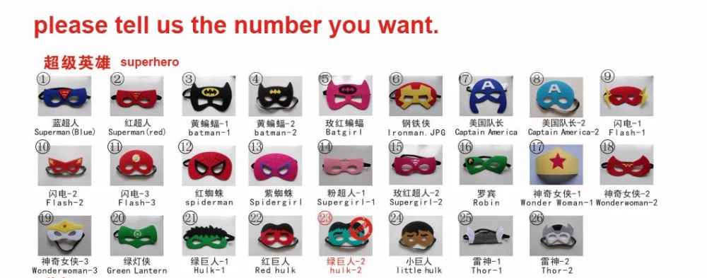 choose number Маска супергероя Человека-паука Железного человека для костюмированной вечеринки, детская маска Супермен, Халк, Тор, маски на Рождество, день рождения, вечеринку, Хэллоуин - Цвет: choose number