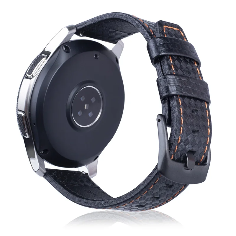 Laforuta 22 мм Quick Release роскошный черный карбоновый кожаный ремешок для часов для samsung gear S3 Classic/Frontier Galaxy 46 мм - Цвет ремешка: Yellow Line