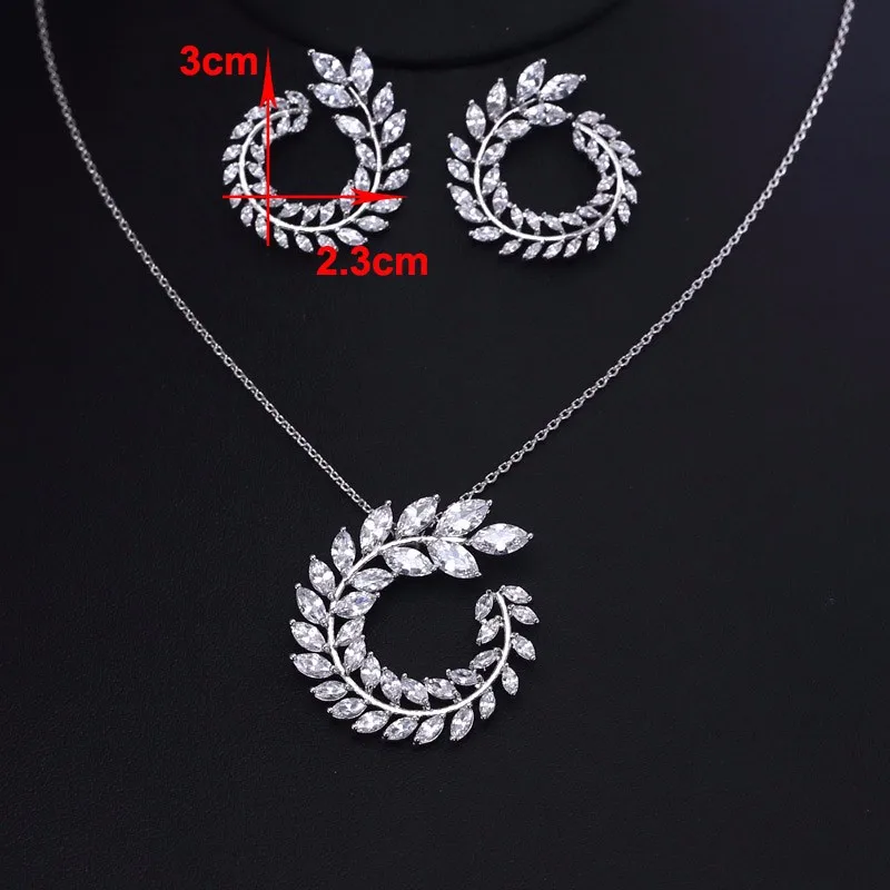 Новый дизайн роскошное AAA циркон в форме оливковой ветки Ожерелье Подвеска для