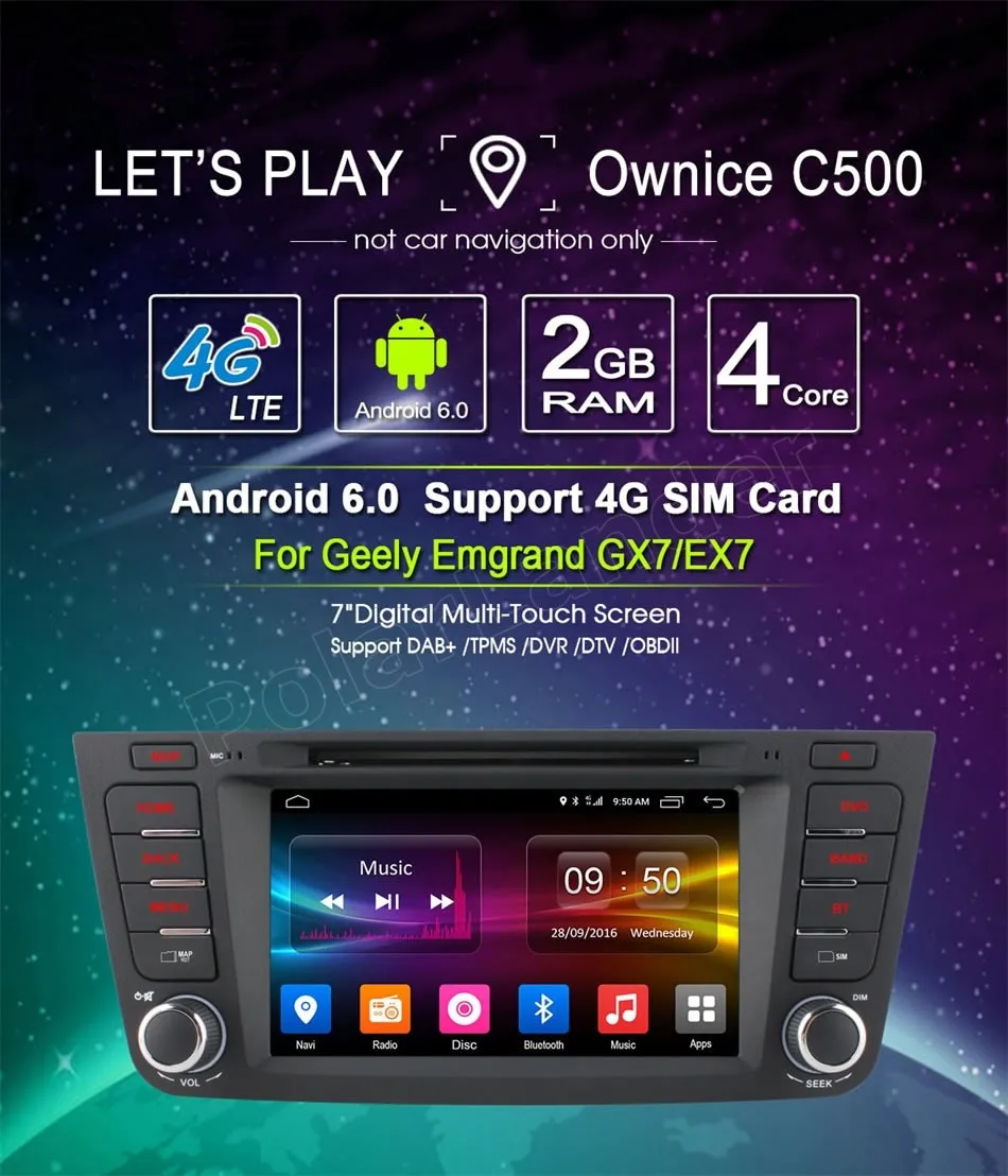 Четырехъядерный автомобильный DVD android 6 0 2 din GPS навигация Wi Fi Bluetooth радио для Geely