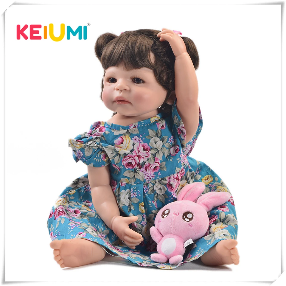 

KEIUMI 22 Inch Fashion Reborn Alive Girl Doll Full Body Silicone Realistic Princess Baby Doll For Kids Xmas Gifts DIY Hair Style