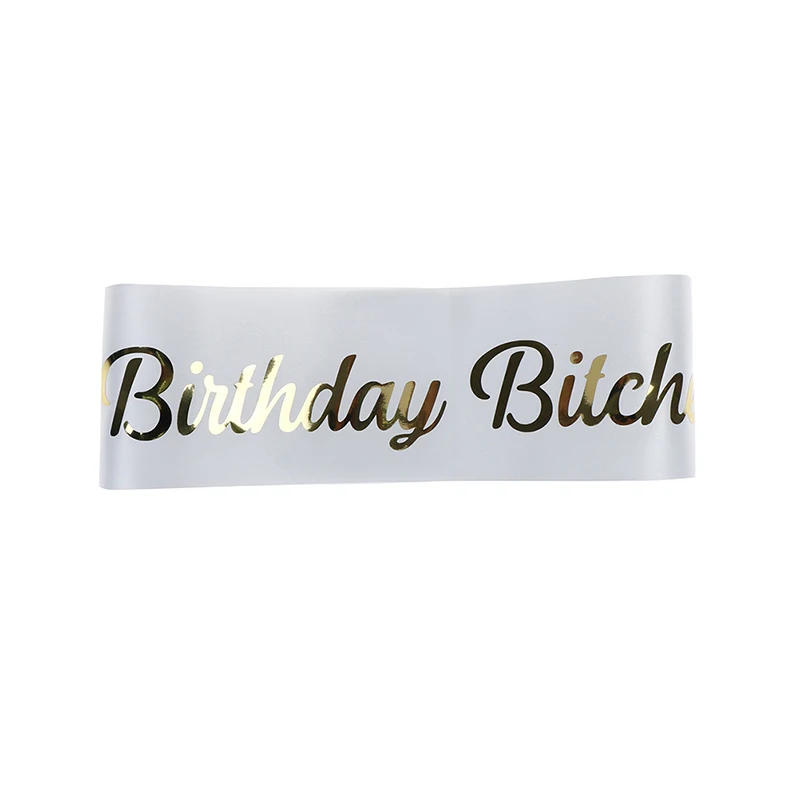 Черно белый атласный пояс It's My Birthday Bitches 1 шт.|Украшения своими руками для