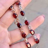 color jewelry 925 silver inlaid natural garnet bracelet free shipping