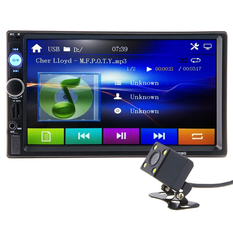 2 дин MP4 MP5 gps навигация с 7 дюймовым HD плеер Камера Bluetooth Радио AUX Стерео FM Аудио USB
