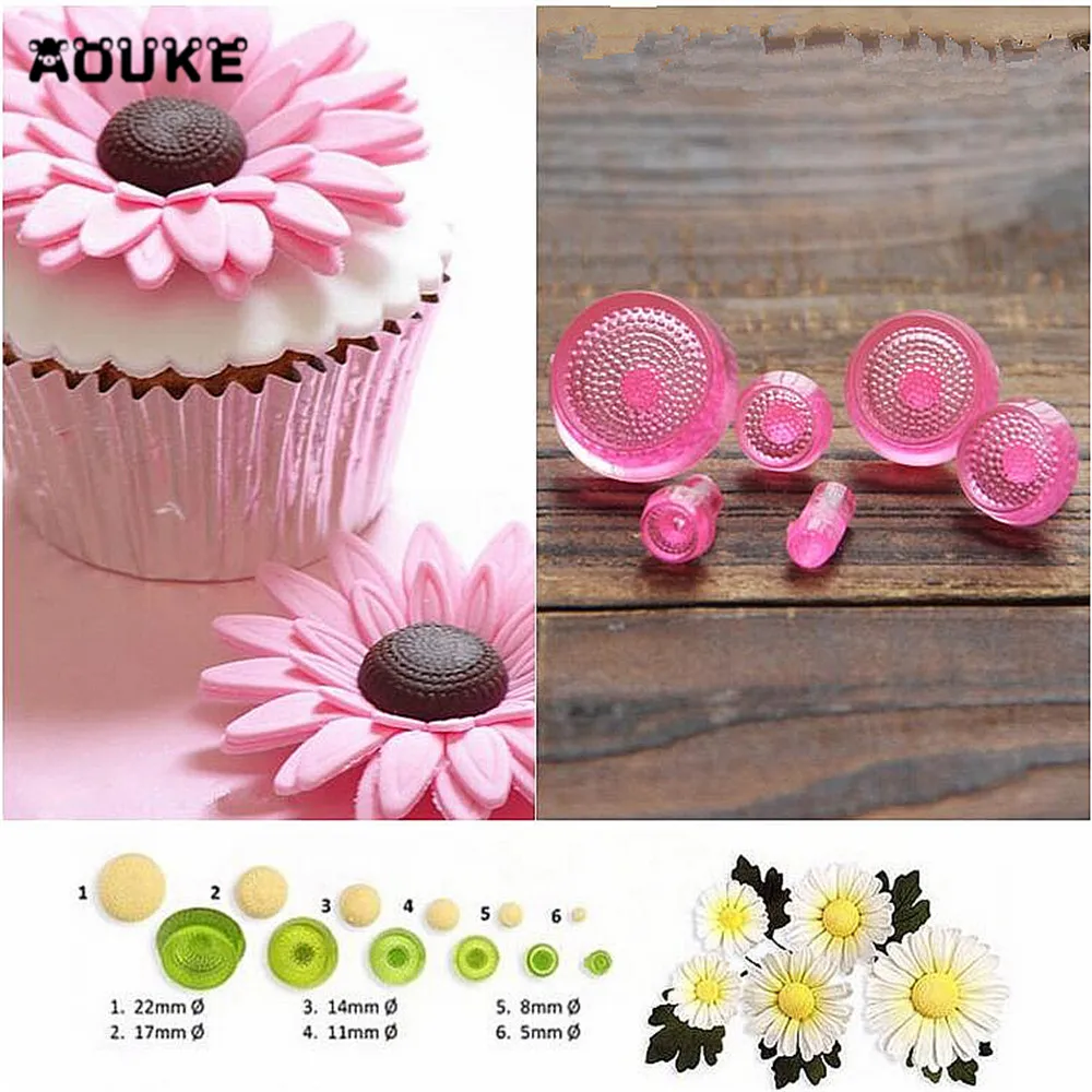 6 шт./компл. цветок маргаритки печенья Подсолнух Плунжер резчик для мастики
