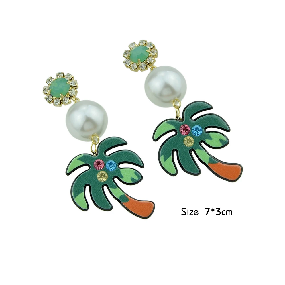Fanhua зеленый коричневый Цвет акрил кокосовой пальмы с ful горный хрусталь Brincos