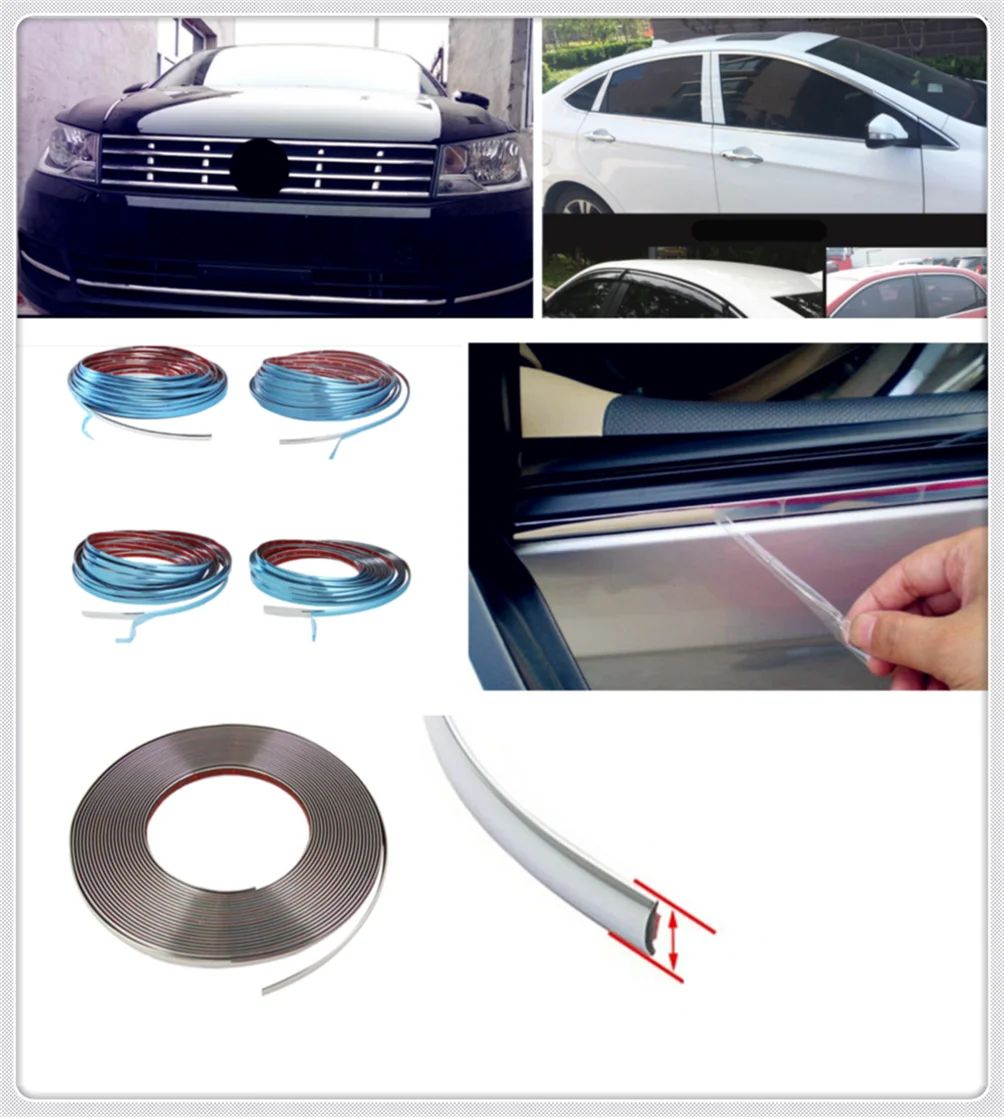 3 м DIY Автомобильная форма хромированная Декоративная полоса Серебряное окно
