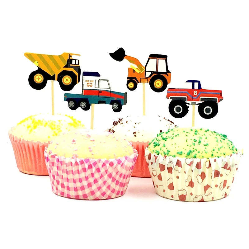 Набор из 24 штук с рисунком грузовика героями мультфильмов автомобиль кекс