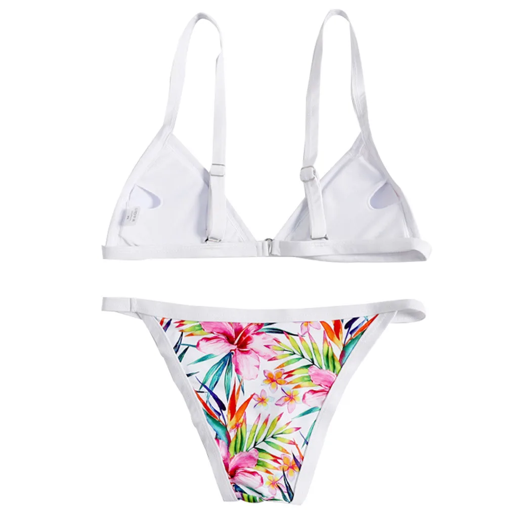 Beachwear Bikini Swimsuit Plus Size Swimwear Women 2019 Push Up Outdoor Sports Printed Bandage Padded Large Bather | Спорт и