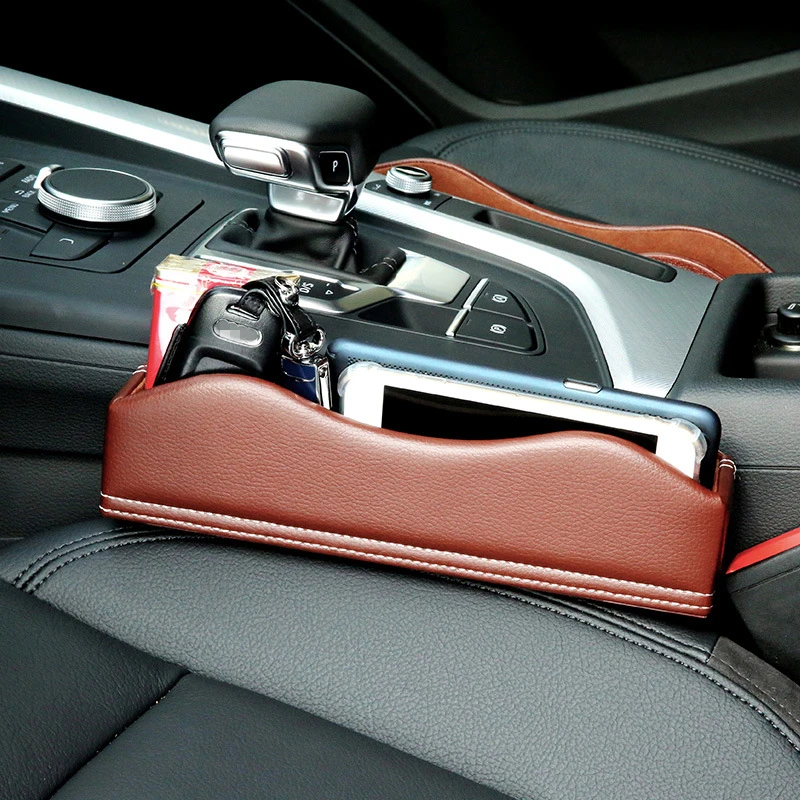 

Leather car seat crevice storage box multi-purpose auto gap organizers carrying pocket car seat gap store For BMW opel force 2