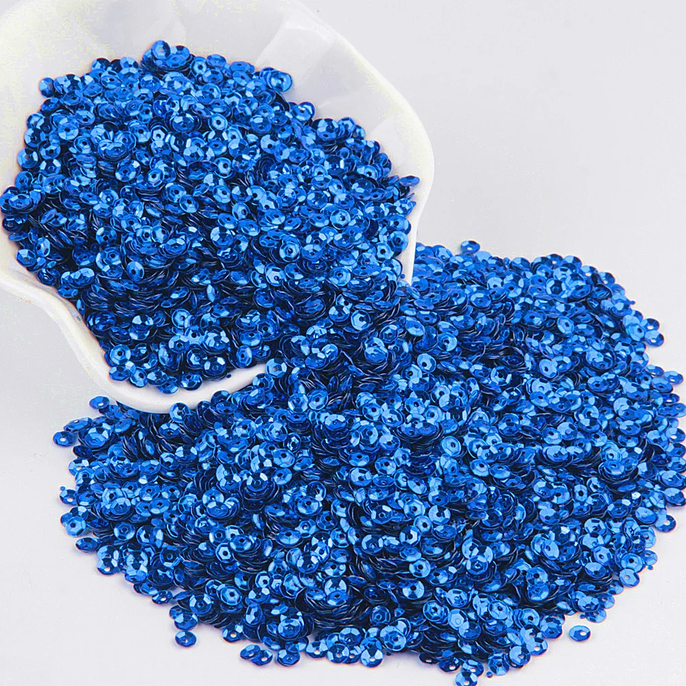 4mm cup blue Разные размеры, синяя блестка, 3 мм, 30 мм, сделай сам, ПВХ, блестящая Плоская Круглая чашка, свободная тесьма с пайетками для шитья, свадебные украшения, Lentejuelas, 20 г - Цвет: 4mm cup blue