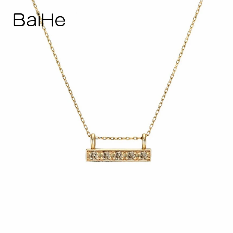 

BAIHE Solid 18K Yellow Gold 0.08ct H/SI Natural Diamond Necklace Women Everyday Collarbone Chain Trendy Fine Jewelry Making