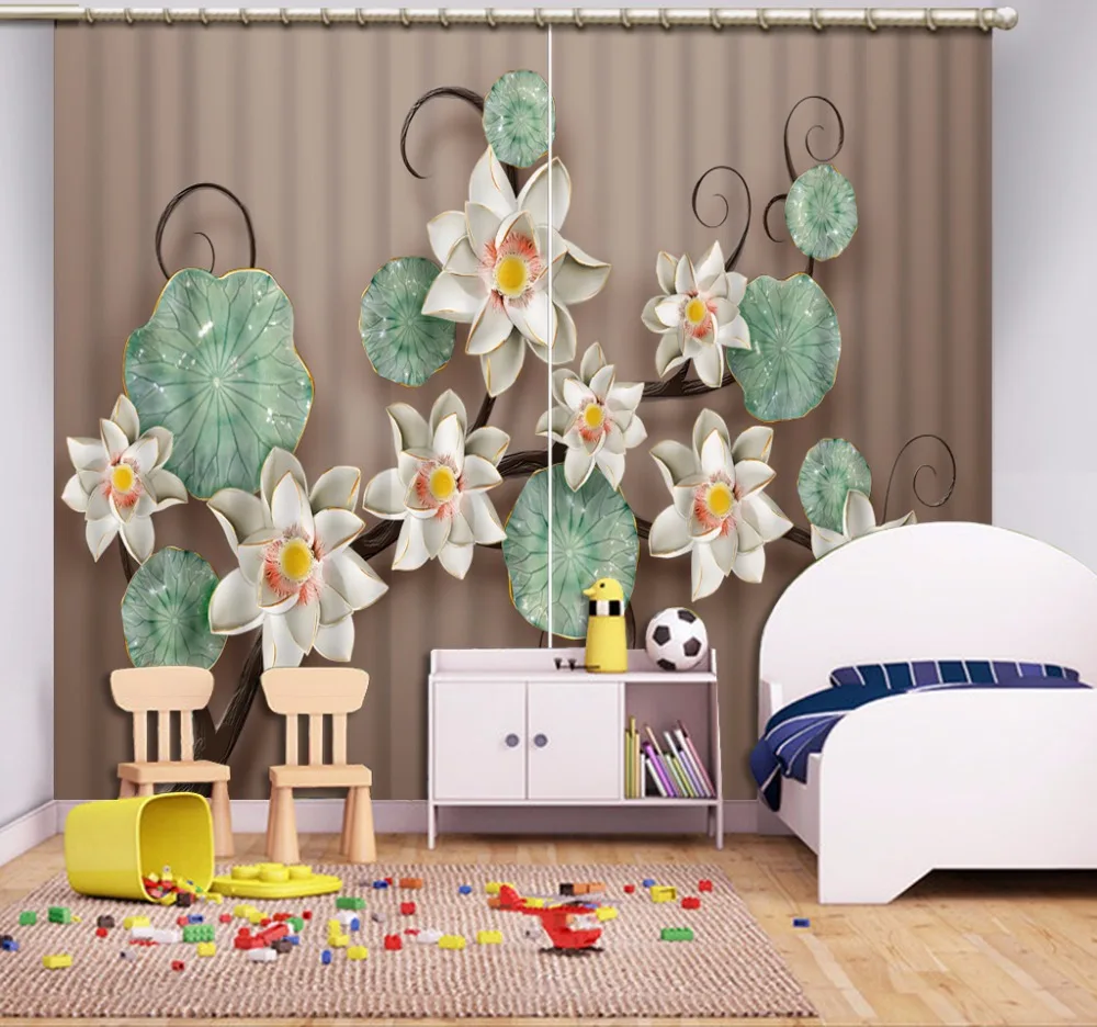 

Luxury European Modern relief flower custom curtain