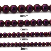 olingart round beads natural hematite stone 6mm8mm10mm 45pcslot electroplating color mixing diy necklace jewelry making