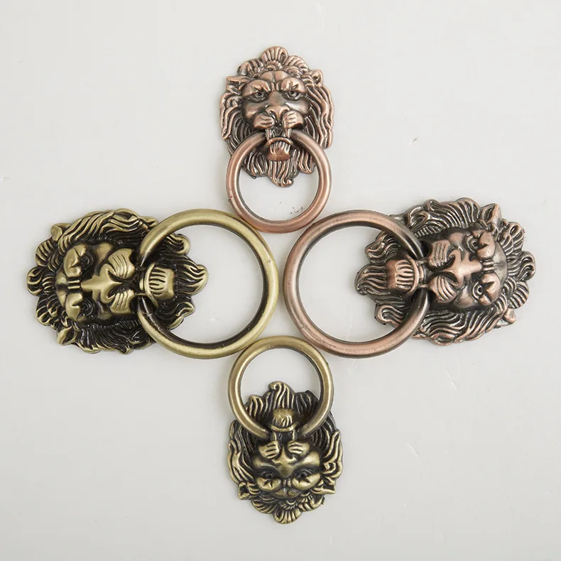 2 шт./лот античная латунь голова льва Шкаф Дверь ретро шкаф ручка для дверцы