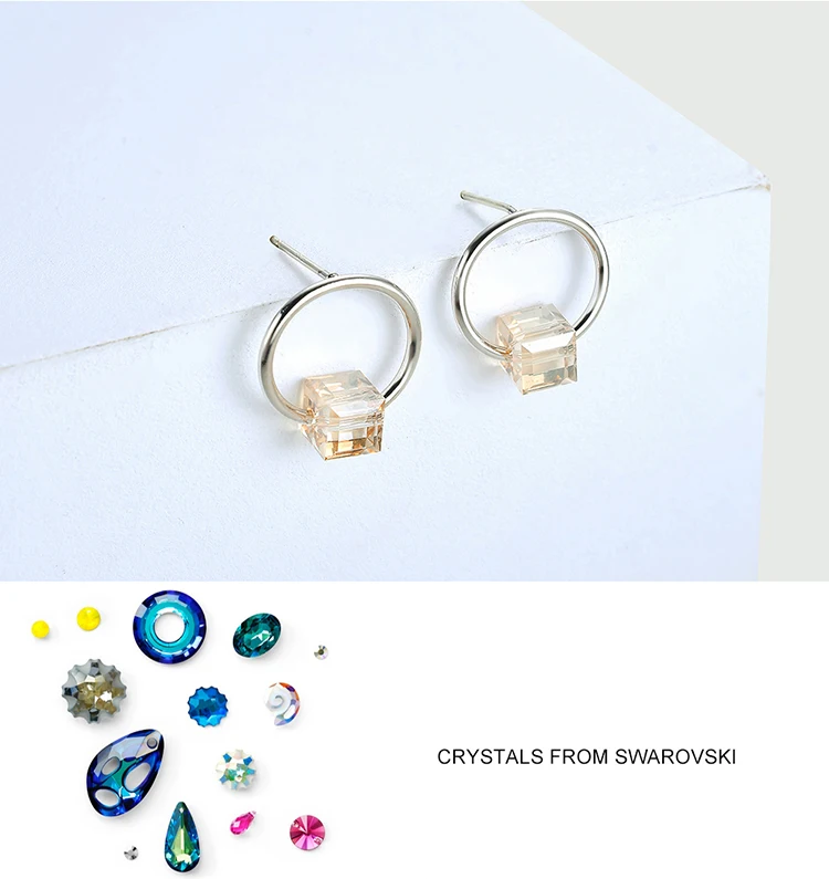 MALANDA квадратные кристаллы от Swarovski круглой формы серьги гвоздики модные