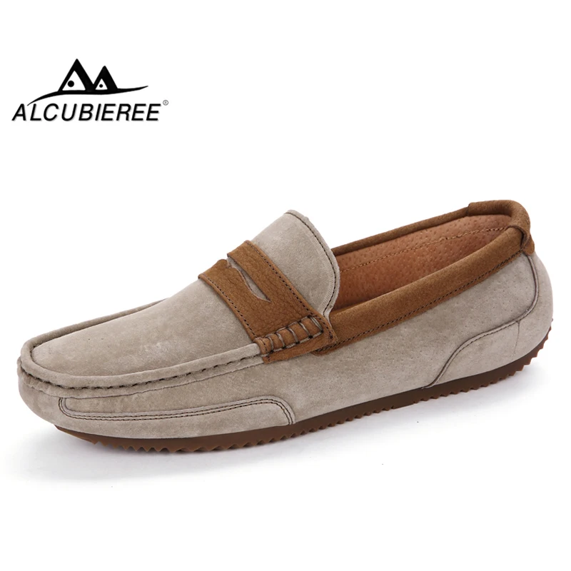 ALCUBIEREE 2019 Spring Casual Penny Loafers for Men Italian Handmade Boat Shoes Slip on Moccasins Quality Leather Driving | Обувь
