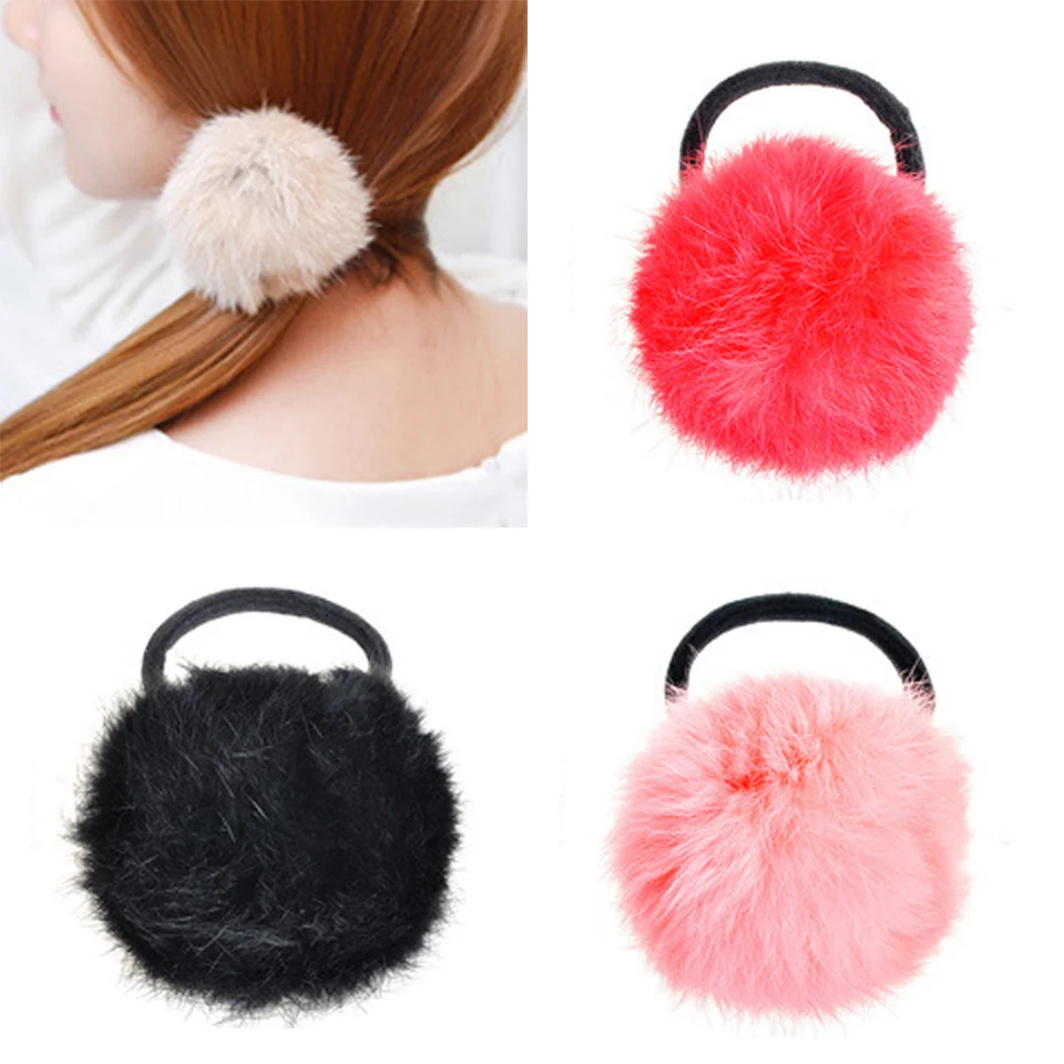 Головной убор из искусственного кроличьего меха для девочек эластичные резинки