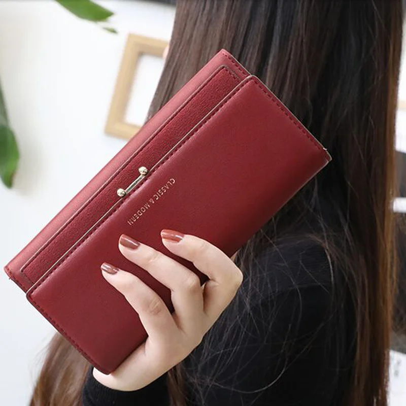 Женский Длинный клатч кошелек вместительные бумажники Дамские кошельки с