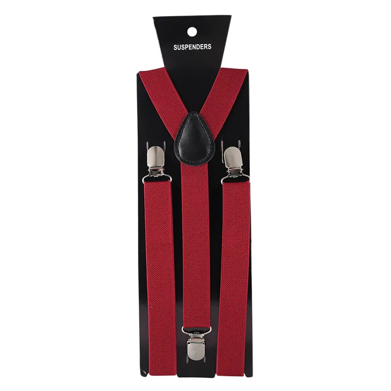 Wine Red 40 цветов эластичные кожаные подтяжки для мужчин 3 зажимы подтяжек винтажные мужские s Женские Подтяжки Брюки Свадебные подтяжки для юбки - Цвет: Wine Red
