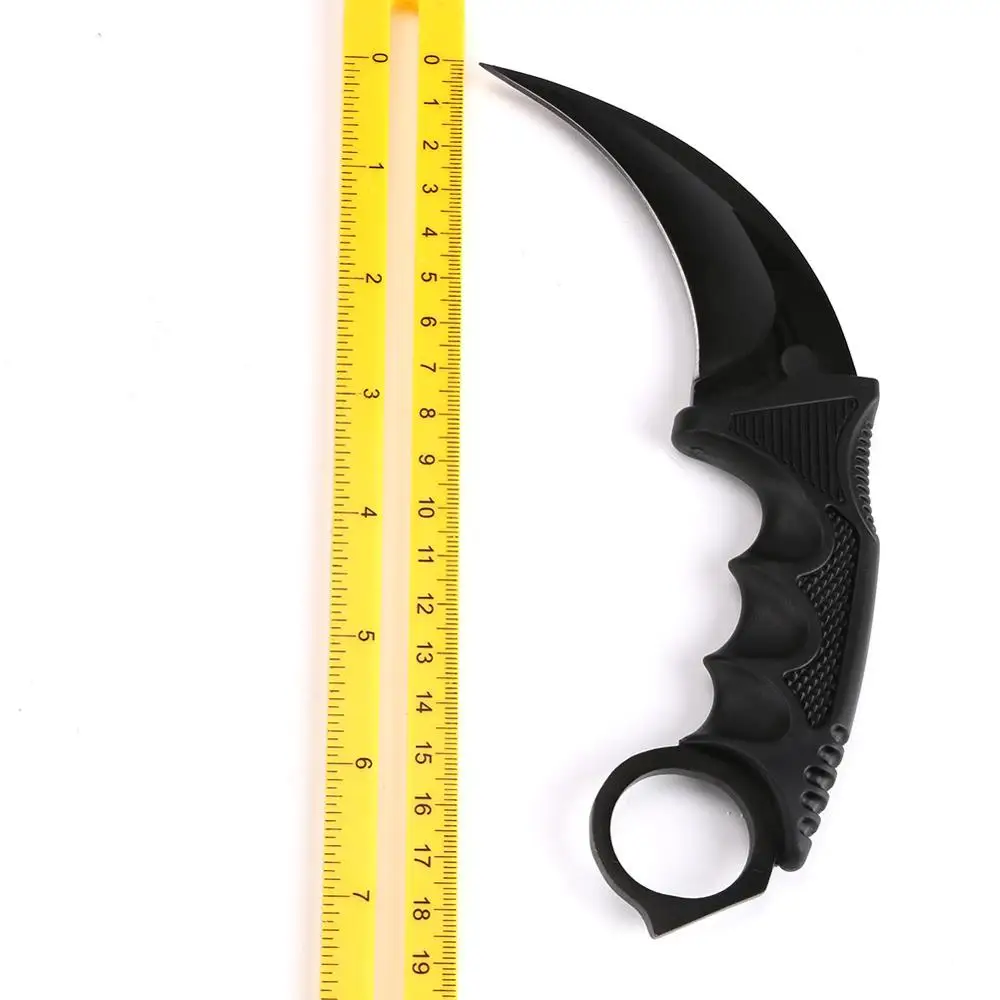 CS GO охотничий фиксированный нож Karambit тактический боевой выживания шеи коготь ножи утилита Кемпинг уличный карманный нож EDC ручной инструмент - Цвет: Черный