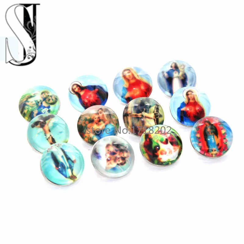 Смешанные круглые кнопки с узором Иисуса пресс подходит DIY обхват ювелирные