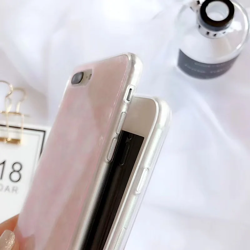 Розовый камея в виде ракушки блеск Роскошный чехол для телефона iphone 6 S 7 8 10 X XS Max Xr