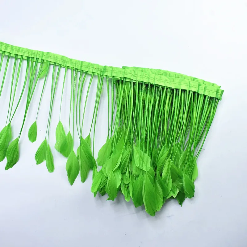 2 м/лот, черная полоска, хвост, гусиные перья, отделка, перья фазана, для рукоделия, ленты, костюмы, свадебные украшения - Цвет: Apple green