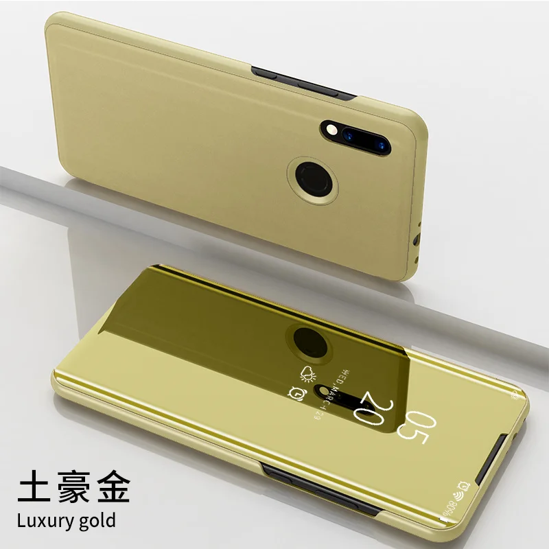 gold Для Xiaomi Redmi Note 7 Чехол роскошное умное зеркало вид кожаный флип-чехол подставка чехол для Redmi Note 7 Note7 чехол для телефона - Цвет: gold