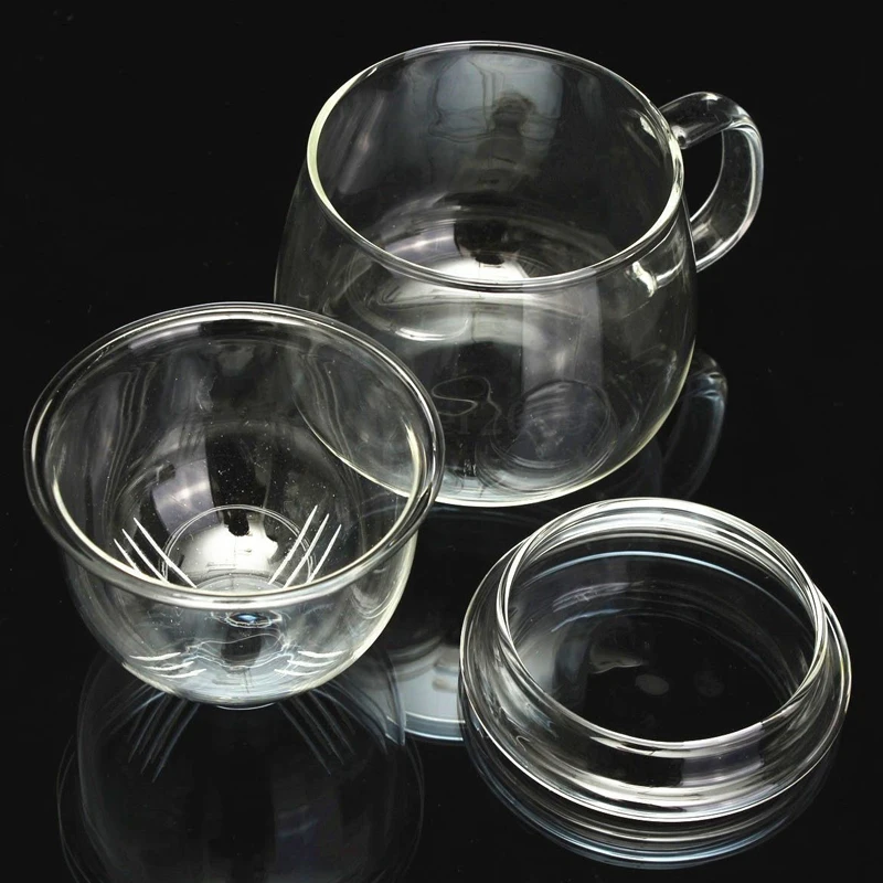1Pcs/Set New Transparent Clear Glass Milk Mug Coffee Tea Cup with Infuser Filter Lid Mugs Handmade Creative Beer Drink a | Дом и сад