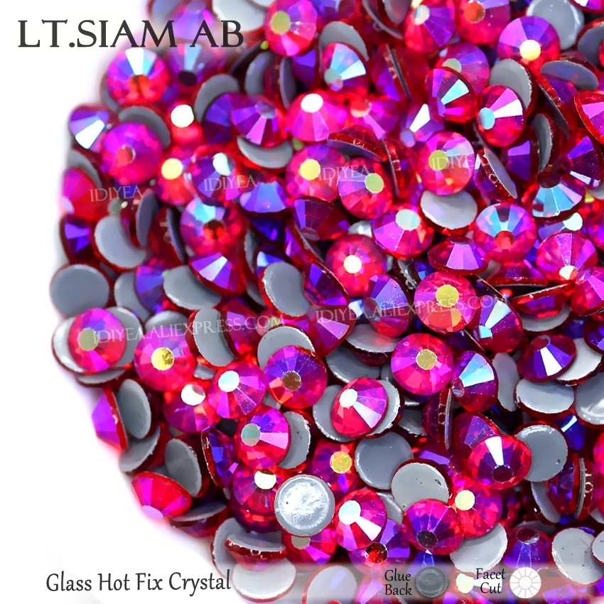 Lt.Siam AB AB цвета Горячая фиксация Стразы SS6 SS10 SS16 SS20 SS30 Стразы flatback исправление камней Кристаллы Блестки для одежды свадебное платье - Цвет: Lt.Siam AB