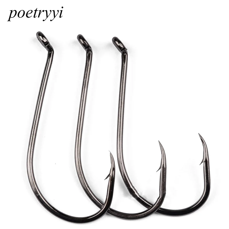 POETRYYI 10PCS/20PCS/50PCS-Lot Fishing Single Hook Bait Barb Barbed Fishhook Lure Tackle Size 1/0# - 8/0# Best Seller P30 | Спорт и