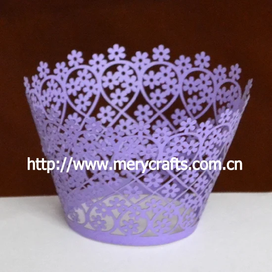 

300 шт./лот маленькие бумажные обертки для капкейков с лазерной резкой фиолетовые обертки для украшения капкейков