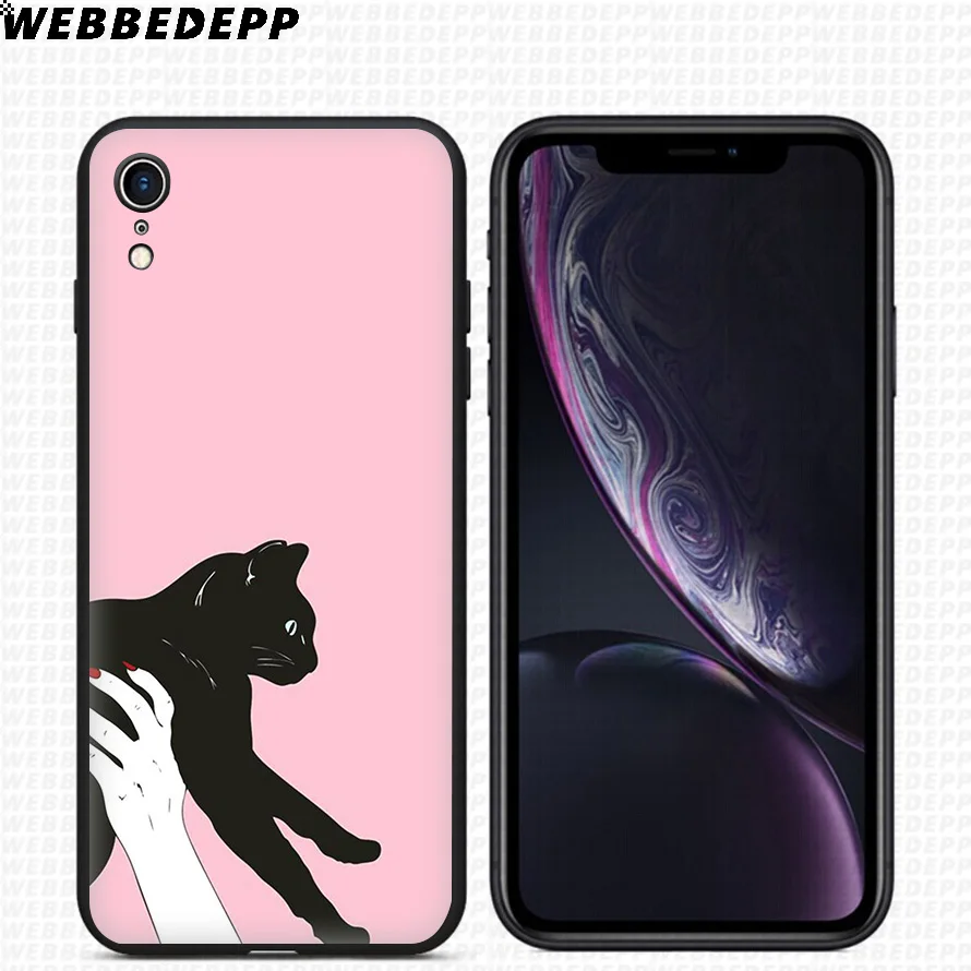 WEBBEDEPP Blue Eyes in Black Cat Soft Silicone Case for iPhone 11 Pro Xr Xs Max X or 10 8 7 6 6S Plus 5 5S SE |